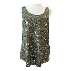 Active Seller! Express Army Green Sequined Tank Top Petite Party Going Out